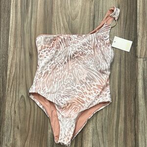 Ya Los Angeles Blush and Ivory One-Shoulder Swimsuit